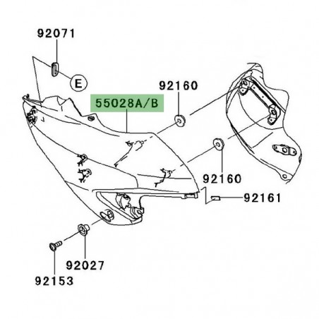 Flanc gauche tête de fourche Kawasaki Versys 650 (2010-2014) | Moto Shop 35