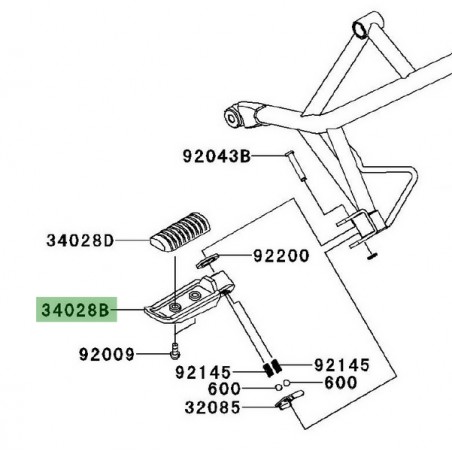 Platine repose-pieds arrière gauche Kawasaki Versys 650 (2010-2014) | Réf. 340280314