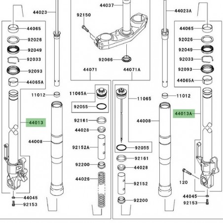 Tube de fourche Kawasaki Versys 650 (2010-2014) | Moto Shop 35