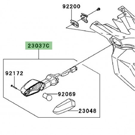 Clignotant arrière gauche Kawasaki Versys 650 (2010-2014) | Réf. 230370297