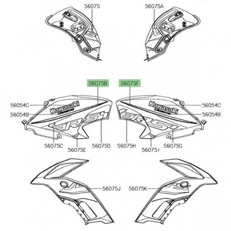 Autocollant supérieur flanc tête de fourche Kawasaki Versys 650 Special Edition (2017) | Moto Shop 35
