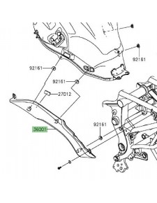 Cache latéral gauche sous réservoir Kawasaki Versys 650 (2015-2021) | Réf. 360010612