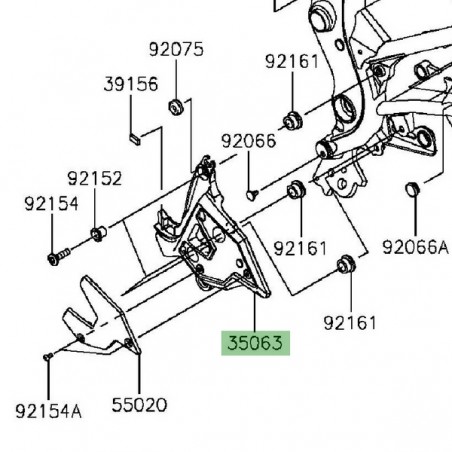 Platine repose-pieds avant gauche Kawasaki Versys 650 (2015-2024) | Réf. 35063096718R