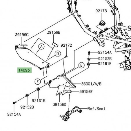 Habillage sous réservoir gauche Kawasaki Z900 (2017-2024) | Réf. 140930667