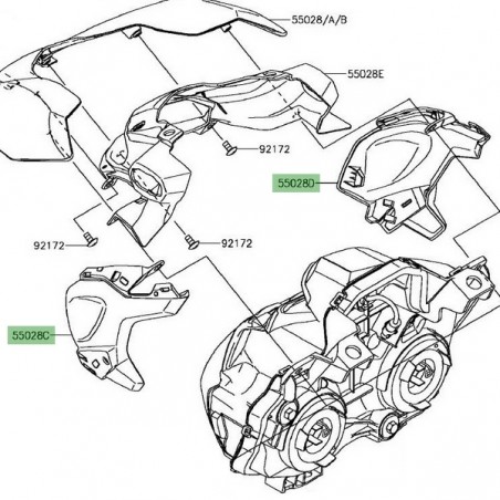 Habillage latéral tête de fourche Kawasaki Z900 (2017-2019) | Réf. 550280605 - 550280606