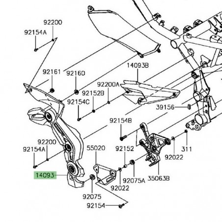Cache pivot gauche Kawasaki Z900 (2017-2019) | Réf. 14093519454N