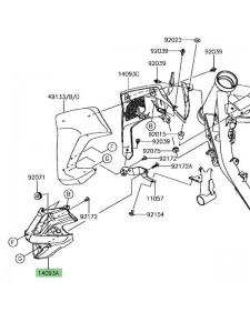 Intérieur "inférieur" écope de radiateur gauche Kawasaki Z900 (2017-2019) | Réf. 140930507