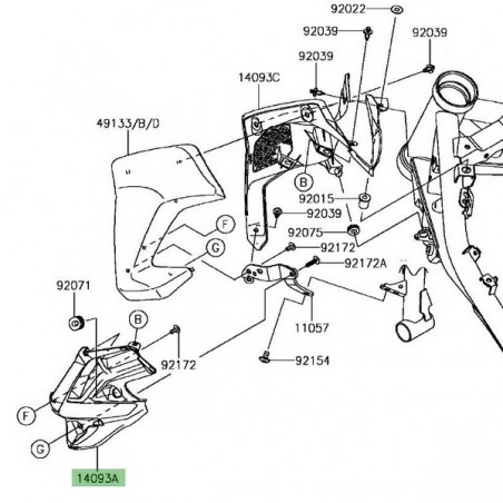 Intérieur "inférieur" écope de radiateur gauche Kawasaki Z900 (2017-2019) | Réf. 140930507