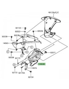 Intérieur "inférieur" écope de radiateur droite Kawasaki Z900 (2017-2019) | Réf. 140930508