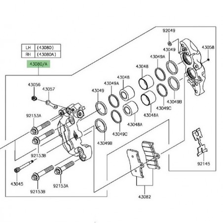 Étrier de frein avant Kawasaki Z900 (2017-2024) | Moto Shop 35