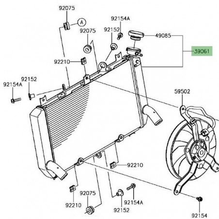 Radiateur d'origine Kawasaki Z900 (2017-2019) | Réf. 390610745
