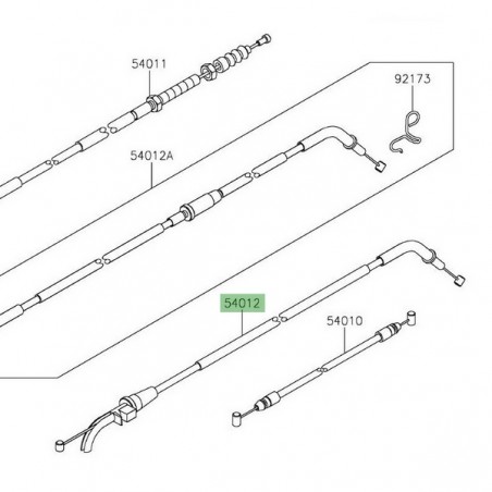 Câble ouverture des gaz Kawasaki Z650 (2017-2024) | Réf. 540120640