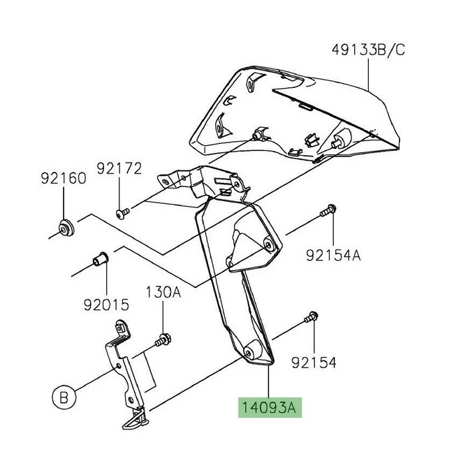 Écope de radiateur droite Kawasaki Z650 (2017-2019) | Réf. 140930489