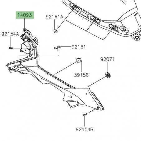 Habillage sous réservoir gauche Kawasaki Z650 (2017-2024) | Réf. 140930613