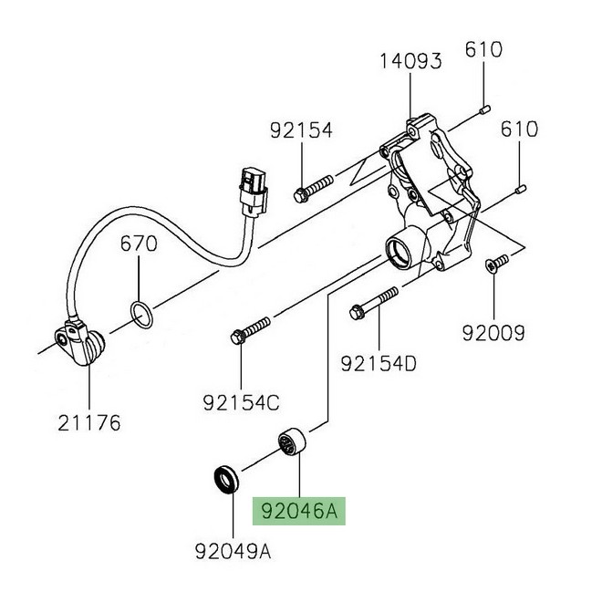 Roulement à aiguilles carter de transmission Kawasaki Z650 (2017-2019) | Réf. 920461148