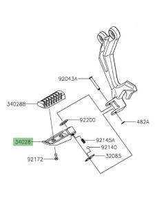 Repose-pieds arrière gauche Kawasaki Z650 (2017-2024) | Réf. 340280314