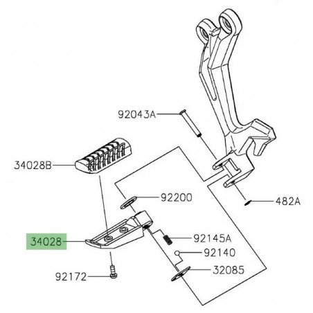 Repose-pieds arrière gauche Kawasaki Z650 (2017-2024) | Réf. 340280314