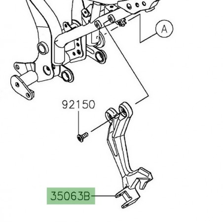Platine repose-pied arrière gauche Kawasaki Z650 (2017-2024) | Réf. 35063135018R