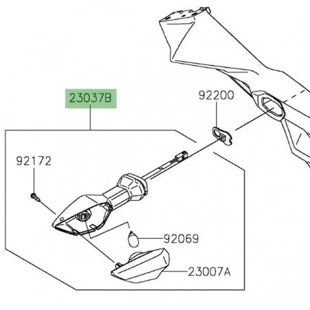 Clignotant arrière gauche Kawasaki Z650 (2017-2019) | Réf. 230370543