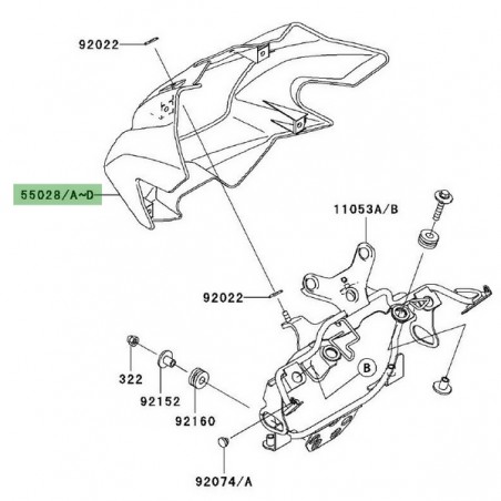 Tête de fourche peinte Kawasaki Z1000 (2003-2006) | Moto Shop 35