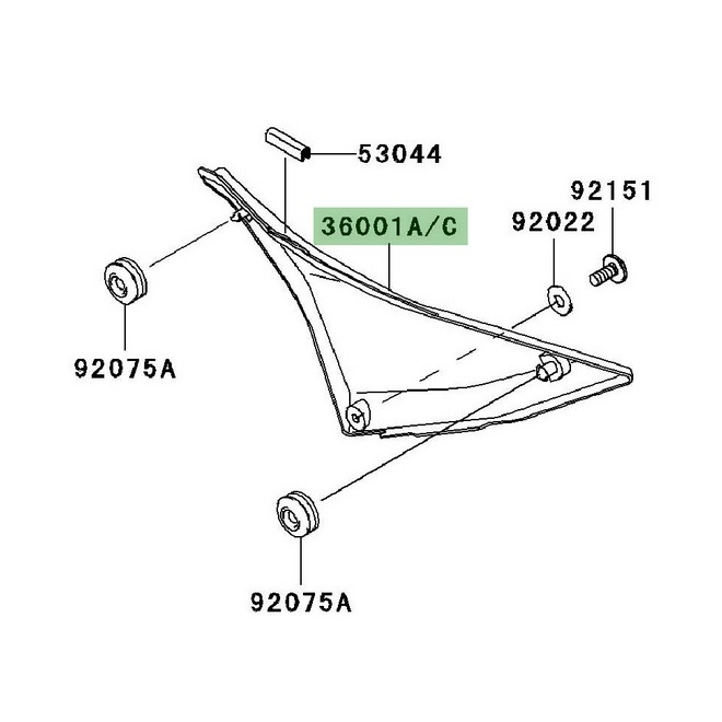 Cache latéral sous-selle gauche Kawasaki Z1000 (2003-2006) | Réf. 3600100414P