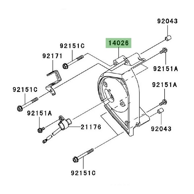 Carter pignon de sortie de boîte Kawasaki Z1000 (2003-2006) | Réf. 140261293