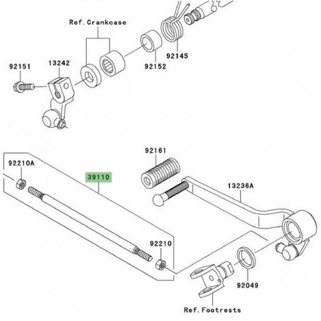 Tige de sélecteur Kawasaki Z1000 (2003-2009) | Réf. 391100021