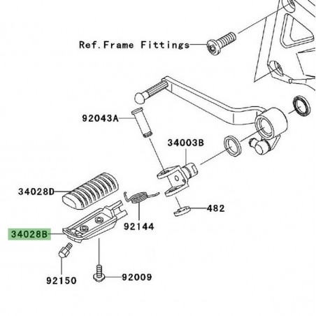 Repose-pieds avant gauche Kawasaki Z1000 (2003-2009) | Réf. 340281428