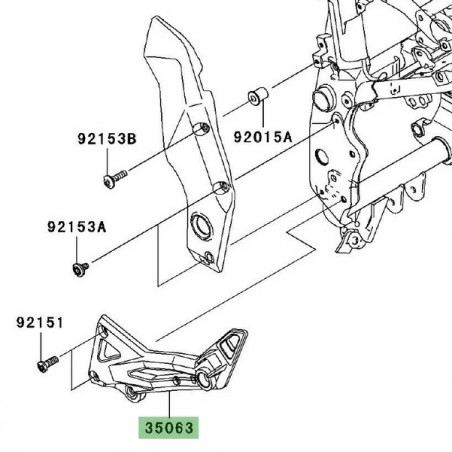 Platine repose-pieds gauche Kawasaki Z1000 (2003-2006) | Réf. 350631262458