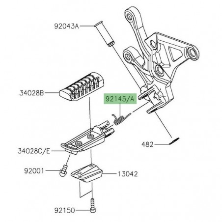Ressort repose-pieds avant Kawasaki Z900 (2017-2019) | Réf. 921450723 - 921450360
