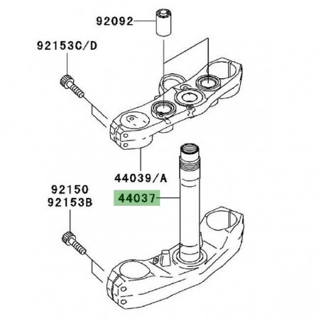 Té de fourche inférieur Kawasaki Z1000 (2003-2006) | Réf. 440371444
