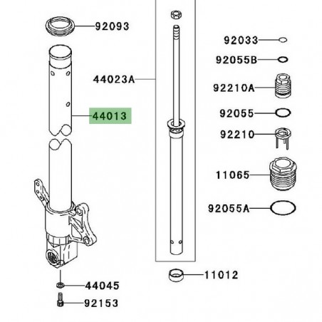 Tube de fourche gauche Kawasaki Z1000 (2003-2006) | Réf. 440131513D3