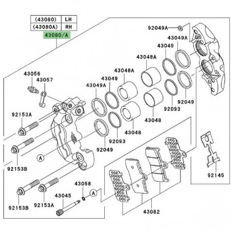 Étrier de frein avant Kawasaki Z1000 (2003-2006) | Moto Shop 35