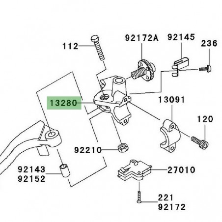 Support rétroviseur gauche Kawasaki Z1000 (2003-2009) | Réf. 132800017