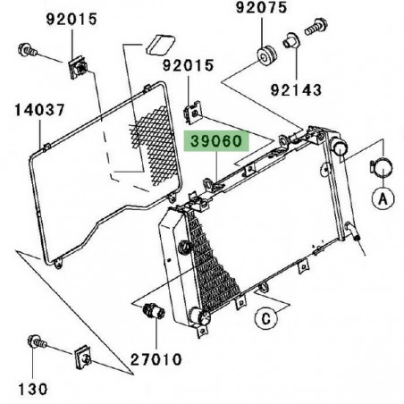 Radiateur Kawasaki Z1000 (2003-2006) | Réf. 390600004