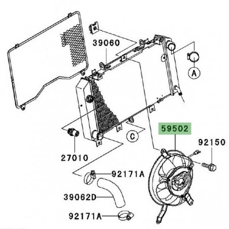 Ventilateur d'origine Kawasaki Z1000 (2003-2006) | Réf. 595020002