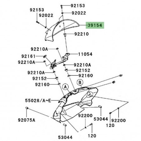 Bulle d'origine Kawasaki Z1000 (2007-2009) | Réf. 391540020
