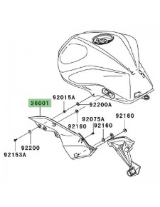 Cache latéral gauche sous réservoir Kawasaki Z1000 (2007-2009) | Réf. 3600102006Z