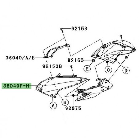 Coque arrière gauche peinte Kawasaki Z1000 (2007-2009) | Moto Shop 35