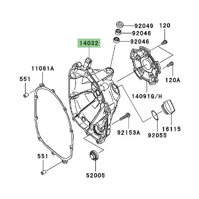 Carter d'embrayage Kawasaki Z1000 (2007-2009) | Réf. 140320104