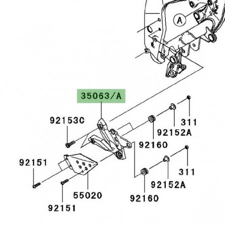 Platine repose-pieds avant gauche Kawasaki Z1000 (2007-2009) | Moto Shop 35