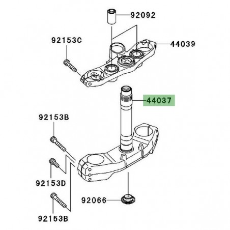 Té de fourche inférieur Kawasaki Z1000 (2007-2009) | Réf. 44037005811E