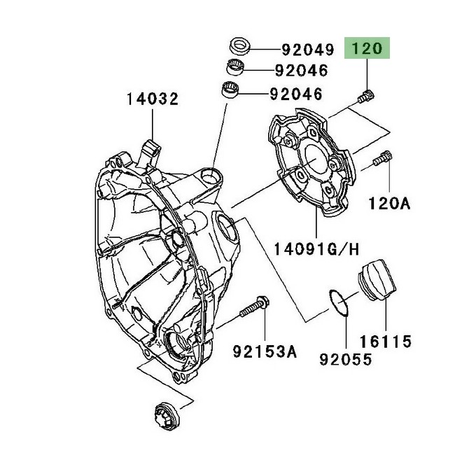 Vis M6x10 pour fixation de couvre carter d'embrayage Kawasaki Z1000 (2007-2009) | Réf. 120CC0610