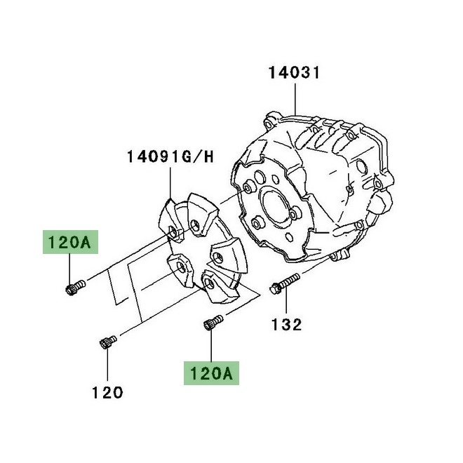 Vis M6x14 pour fixation de couvre carter d'alternateur Kawasaki Z1000 (2007-2009) | Réf. 120CC0614