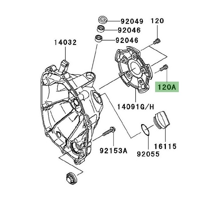 Vis M6x14 pour fixation de couvre carter d'embrayage Kawasaki Z1000 (2007-2009) | Réf. 120CC0614