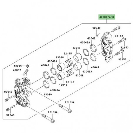 Étrier de frein avant Kawasaki Z1000 (2007-2009) | Moto Shop 35