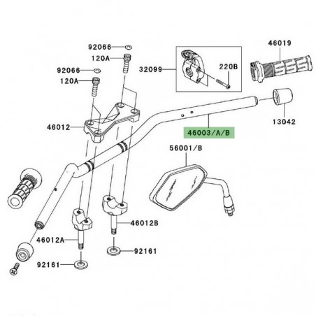 Guidon d'origine Kawasaki Z1000 (2007-2009) | Moto Shop 35