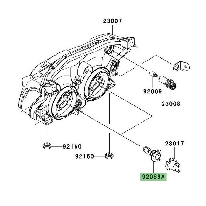 Ampoule H7 (12V/55W) optique avant Kawasaki Z1000 (2007-2009) | Réf. 920690053