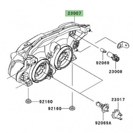 Optique avant d'origine Kawasaki Z1000 (2007-2009) | Réf. 230070079