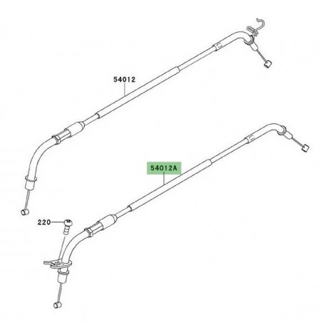 Câble de fermeture des gaz Kawasaki Z1000 (2010-2013) | Réf. 540120275